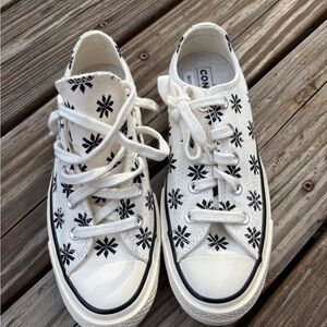 Chuck Taylor Converse White Sneakers with Black Pattern